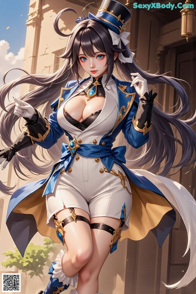 Hentai - Luminous Charm of the Aquatic Enchantress Set.2 20250126 Part 2 No.231d5d A woman in a blue and white outfit is posing for a picture.