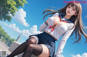 a sexy anime girl with big tits posing for the camera