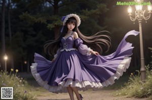 A woman with long black hair wearing a pink dress.