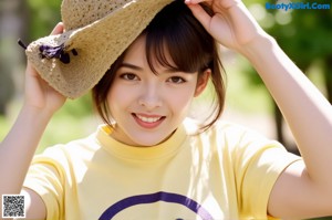 A woman in a colorful kimono posing for a picture.