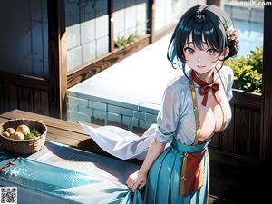 A woman in a kimono standing in front of a door.