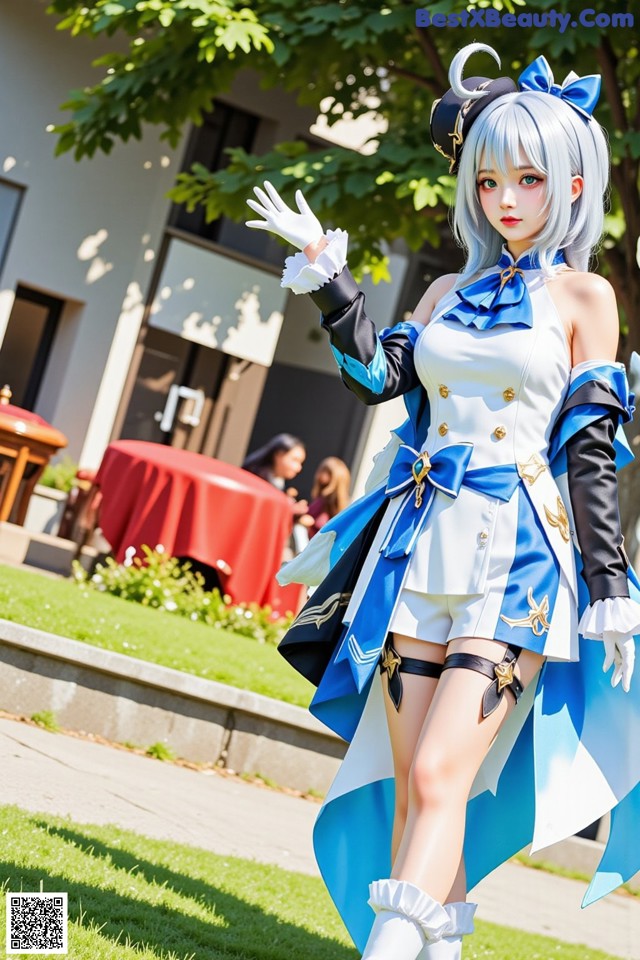 Hentai - Luminous Charm of the Aquatic Enchantress Set.1 20250125 Part 2 No.8a5dc1 A woman in a blue and white outfit is posing for a picture.