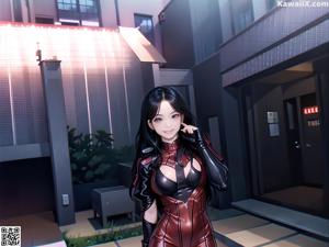 A woman in a white lingerie sitting on a bed.