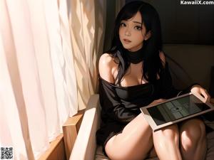 A woman sitting in a bathtub with her legs crossed.
